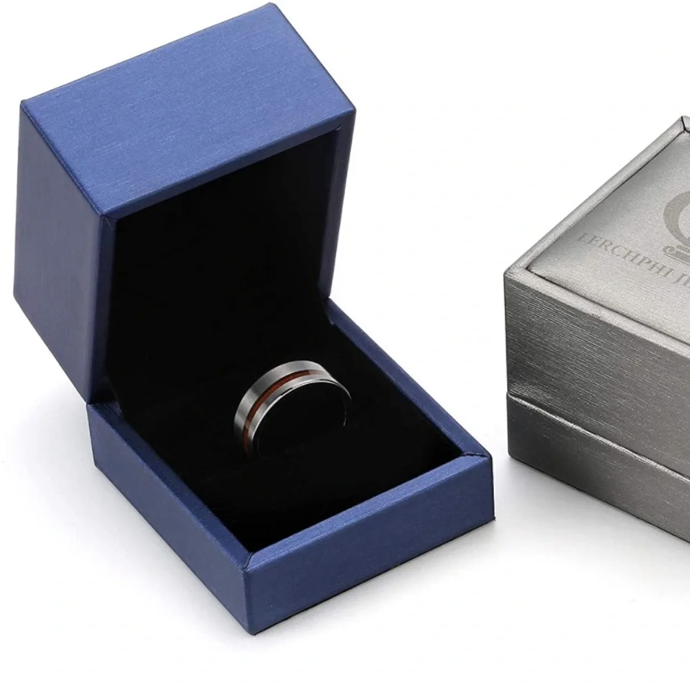 LerchPhi Mens 8mm Silver Tungsten Carbide Ring